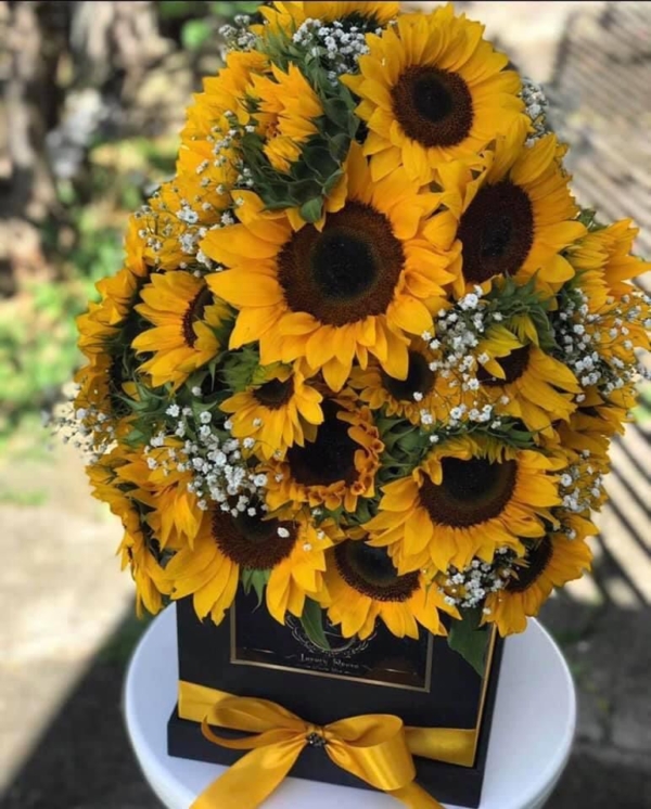 Caja Grande Girasoles – Floristería y Regalos Luxury Roses