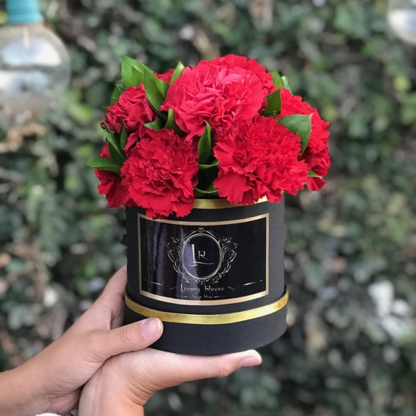 Caja con Claveles Rojos – Floristería y Regalos Luxury Roses